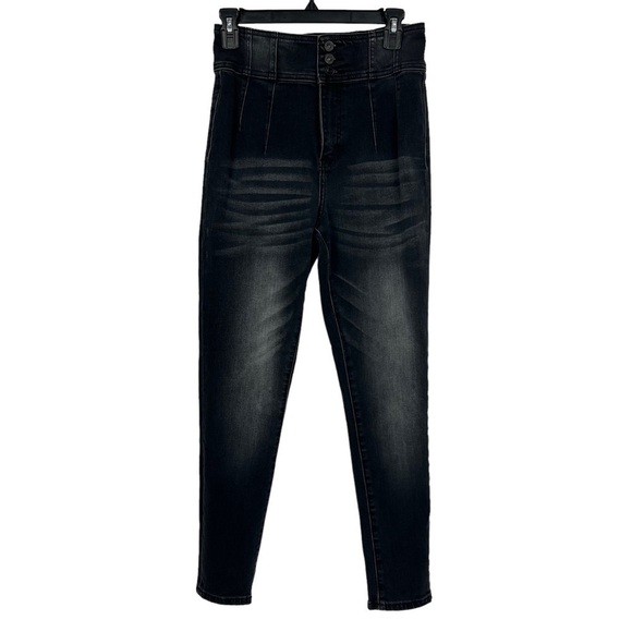 KanCan Junior Women’s Black Jeans Sz 9 (28) Distressed Stretch No Pockets - Picture 1 of 14